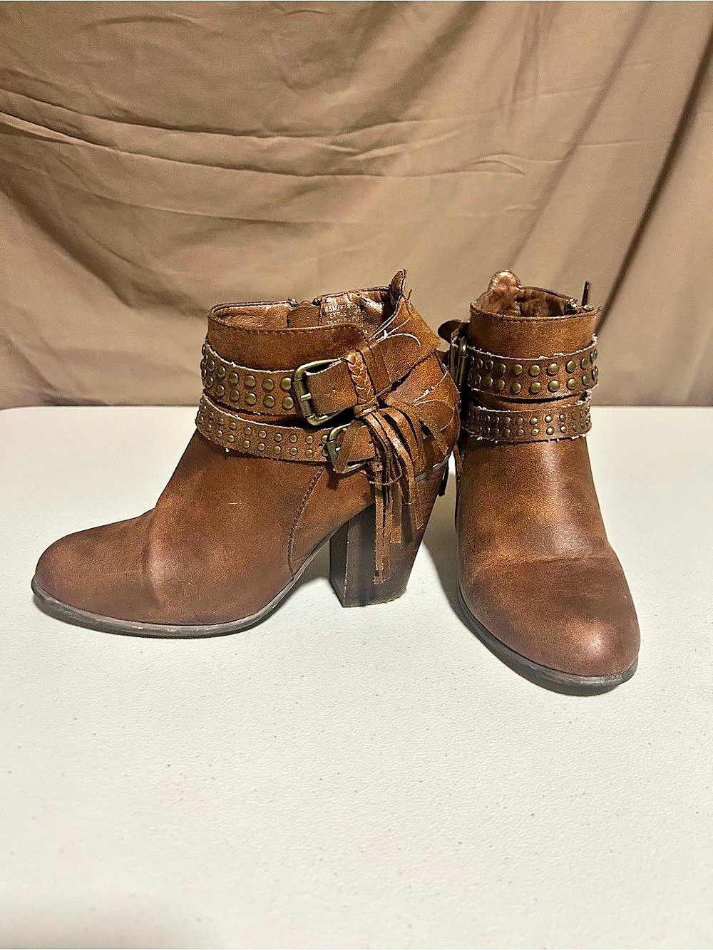 Brown Studded Ankle Boots